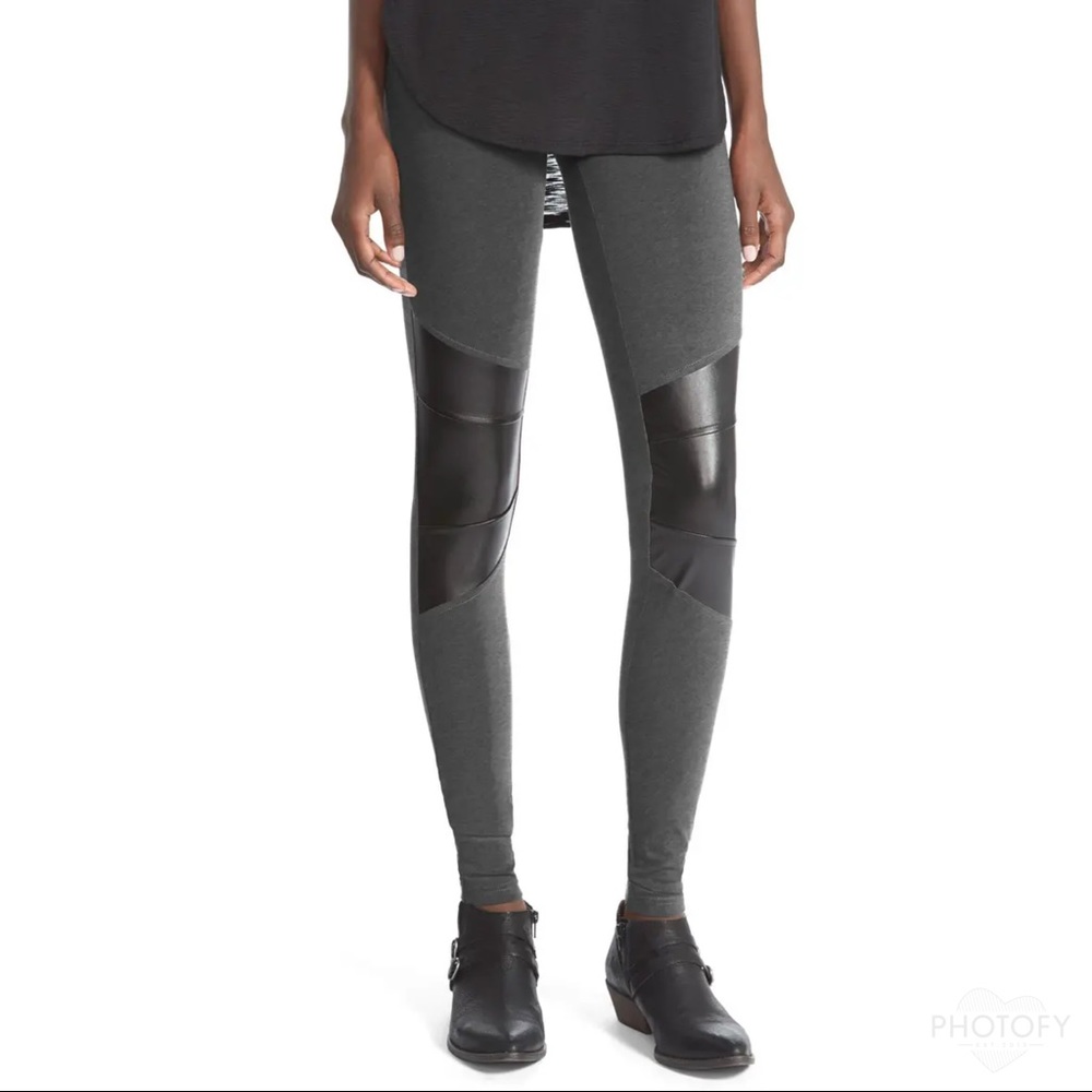 Sun & shadow gray and faux leather leggings